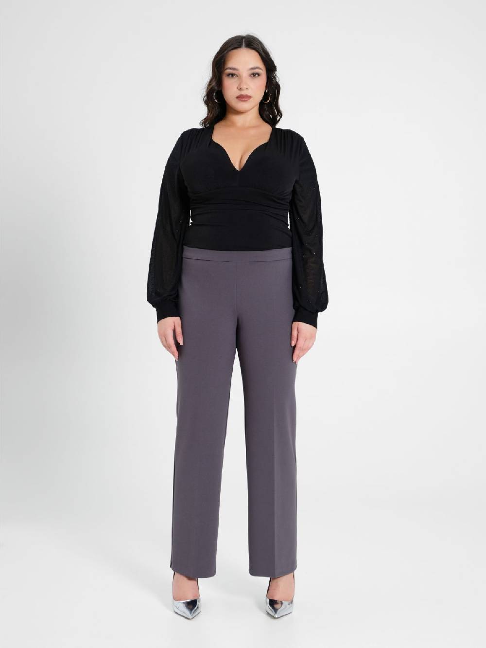 Rinascimento Pantaloni Curvy Grigio Scuro Offerta natalizia