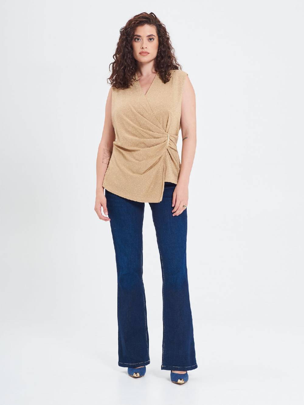 Rinascimento Top Curvy in Lurex Oro Offerta Pasqua