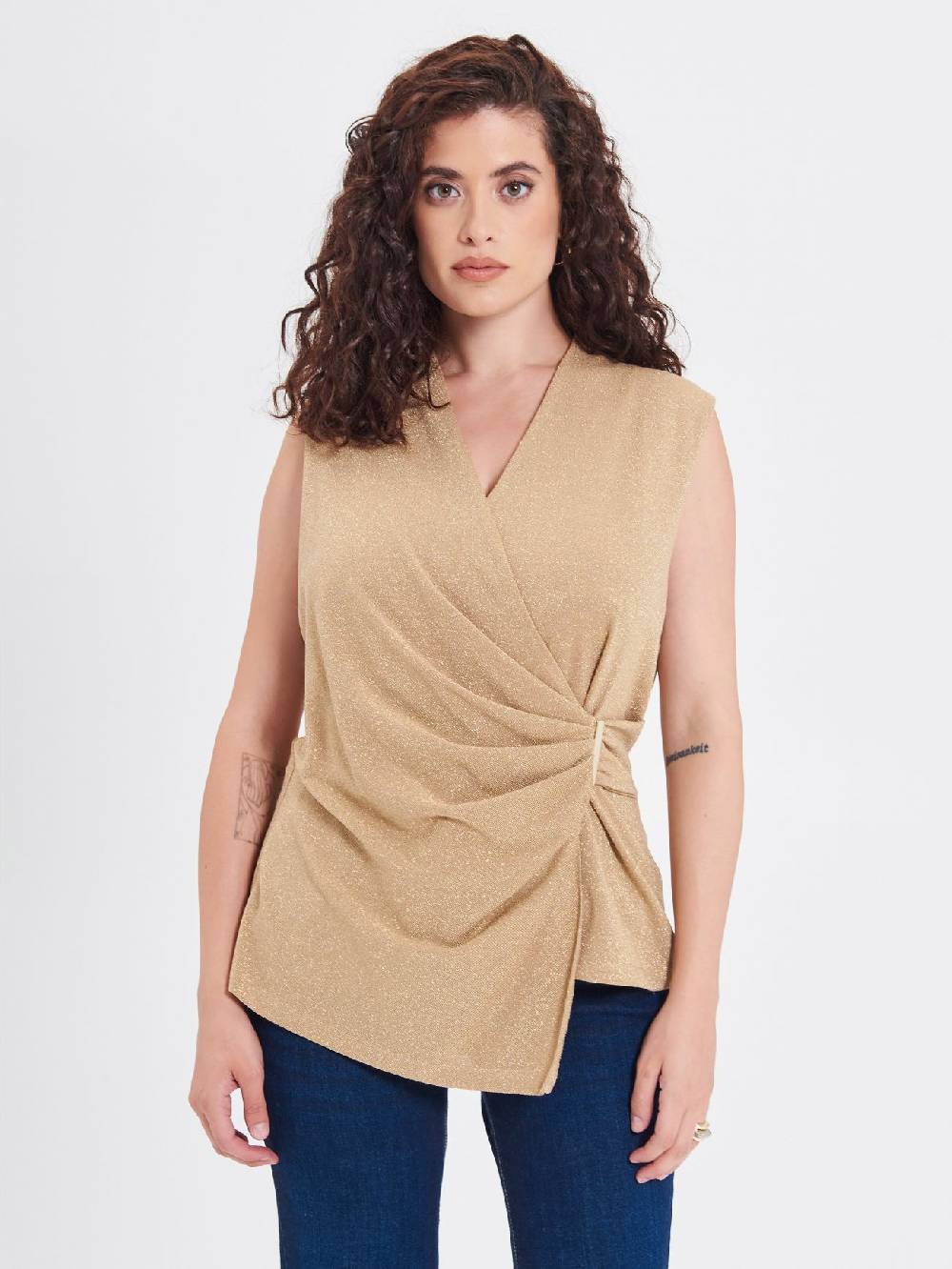 Rinascimento Top Curvy in Lurex Oro Offerta Pasqua