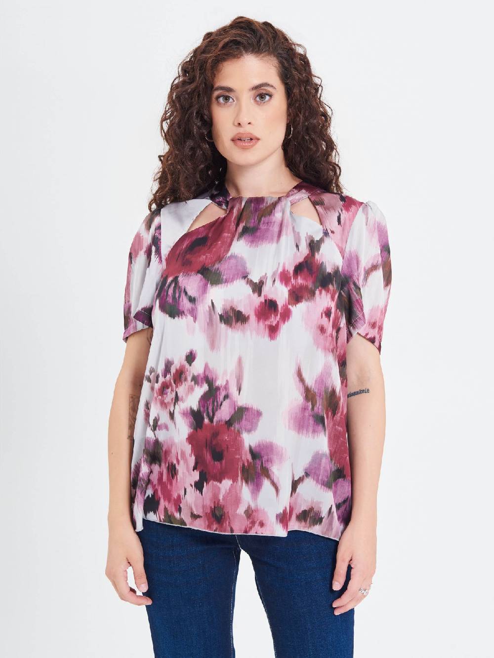 Rinascimento Blusa Curvy stampa Fiori Astratti Offerta per la Festa della Mamma