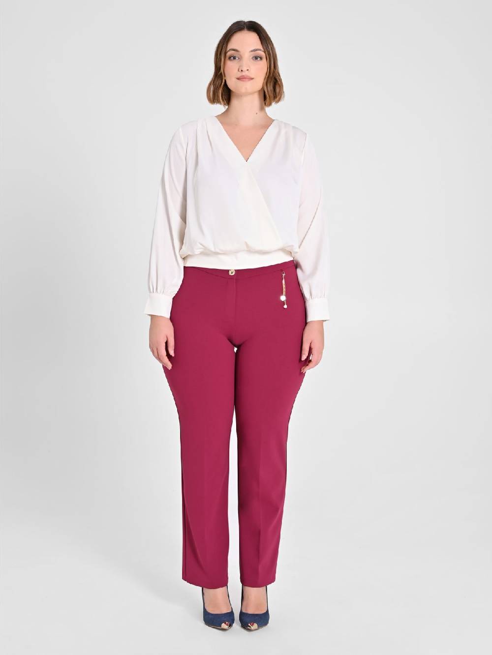 Rinascimento Pantaloni Curvy Bordeaux Offerta San Valentino