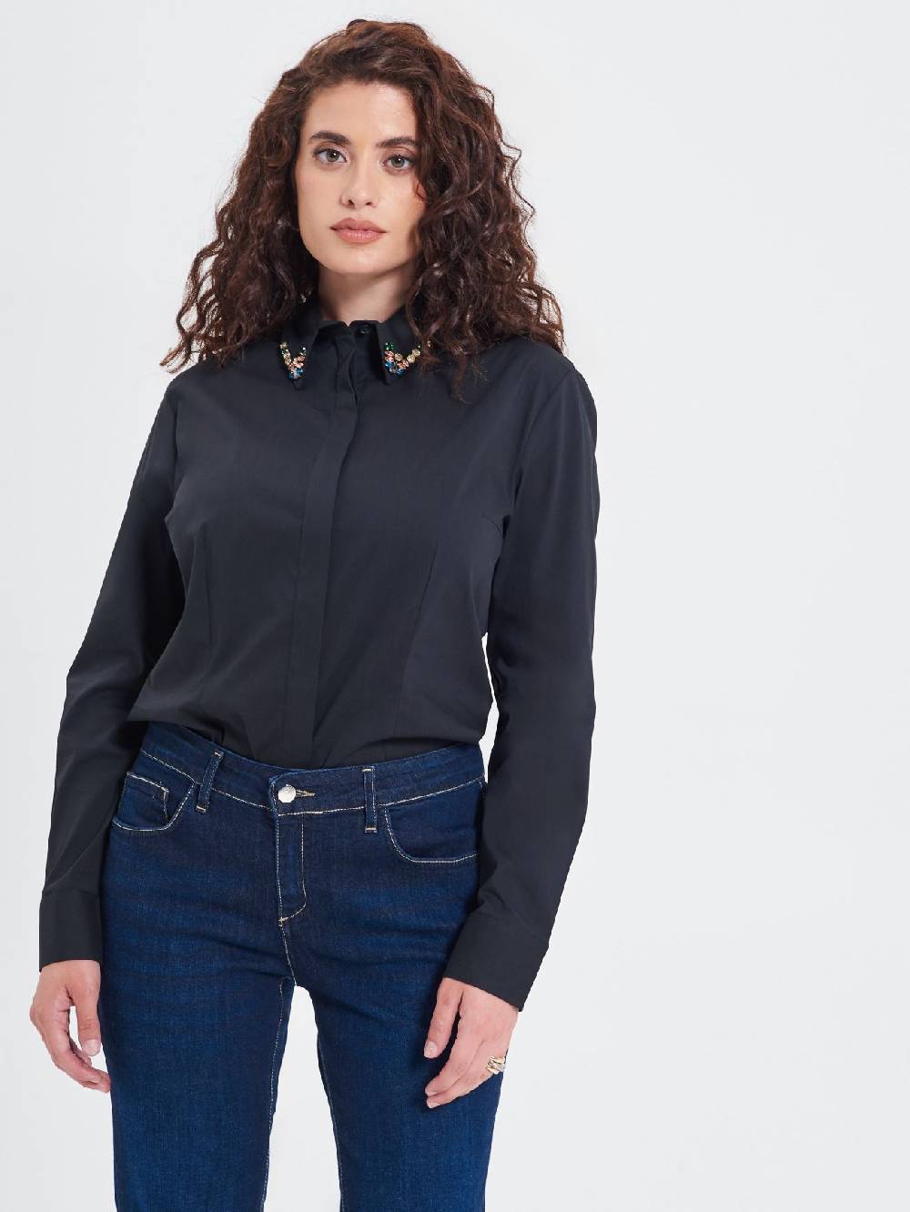 Rinascimento Camicia Curvy con Collo Gioiello Online Outlet