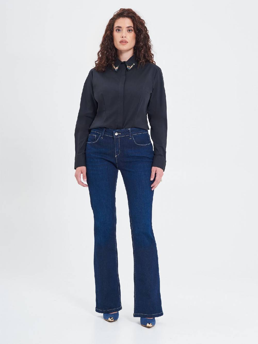 Rinascimento Camicia Curvy con Collo Gioiello Online Outlet