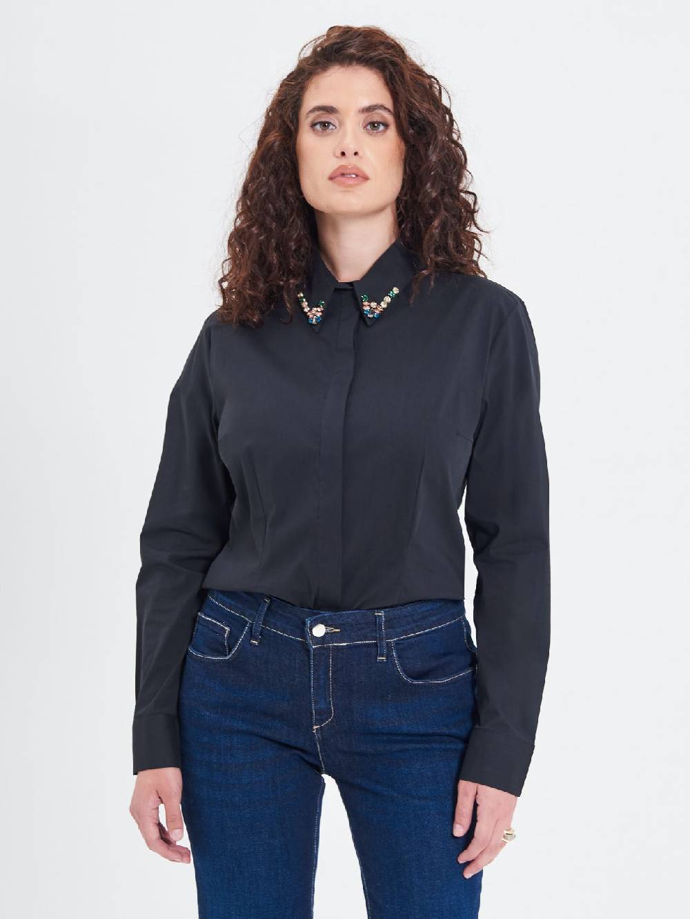 Rinascimento Camicia Curvy con Collo Gioiello Online Outlet