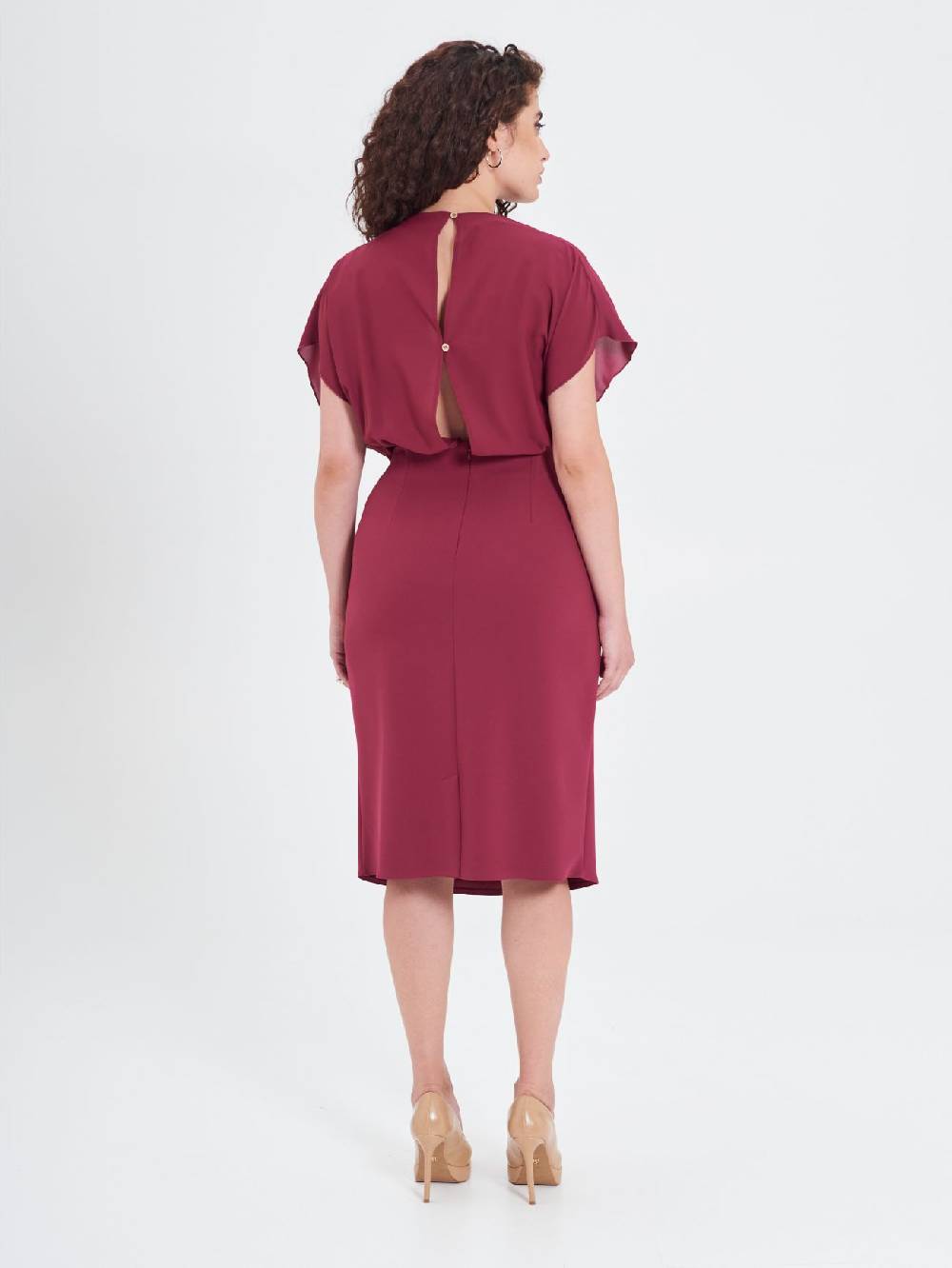 Rinascimento Abito Curvy Nodo Bordeaux Offerte giornaliere