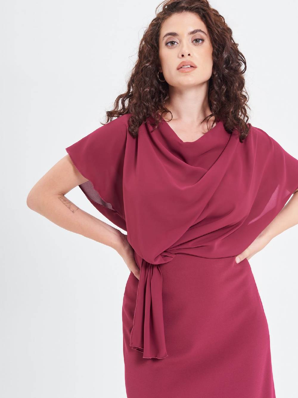 Rinascimento Abito Curvy Nodo Bordeaux Offerte giornaliere
