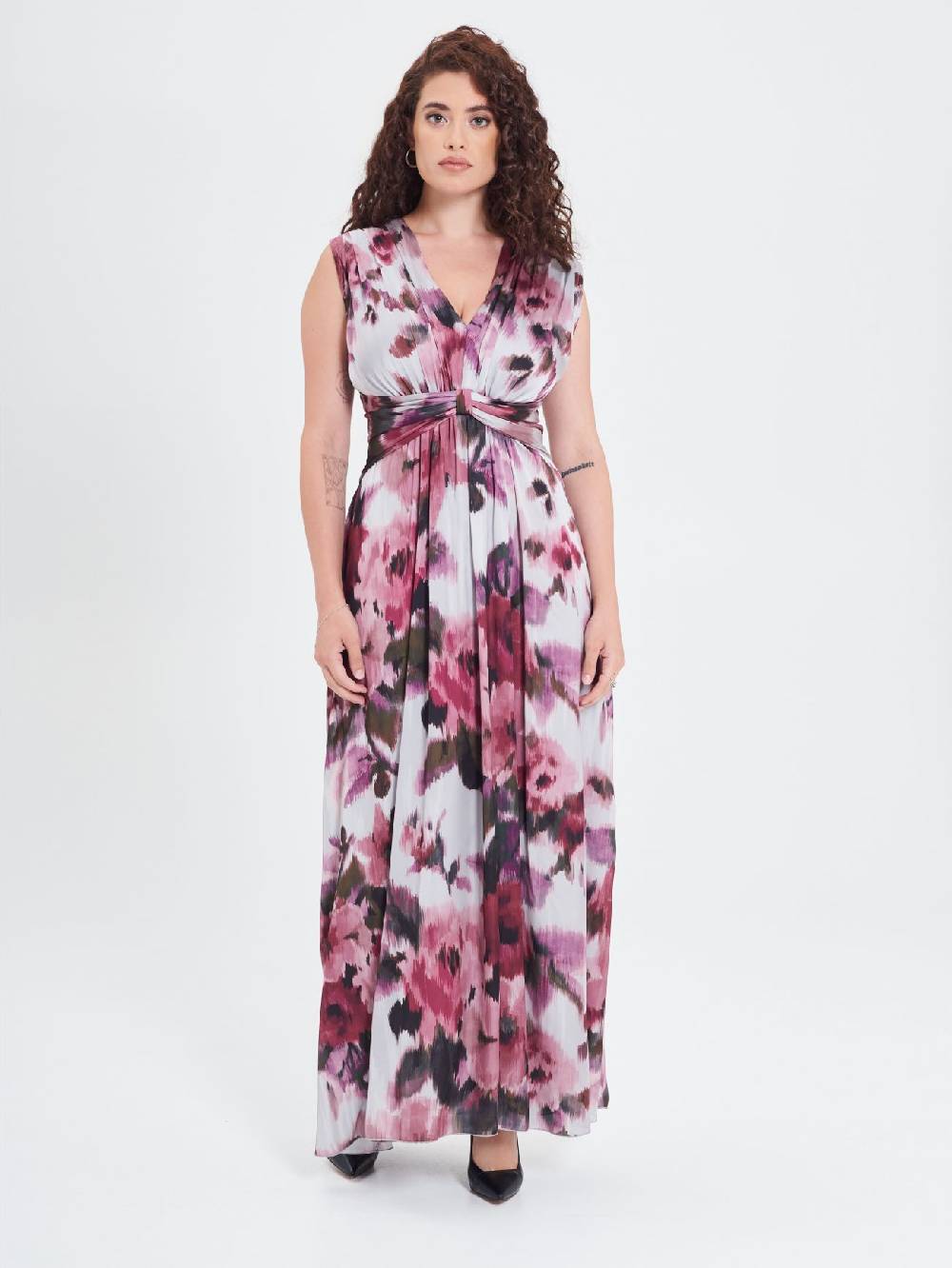 Rinascimento Abito Curvy stampa Fiori Astratti Offerte speciali