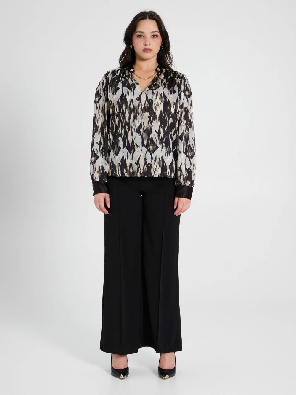 Rinascimento Blusa Curvy stampa Black & White Sconti VIP