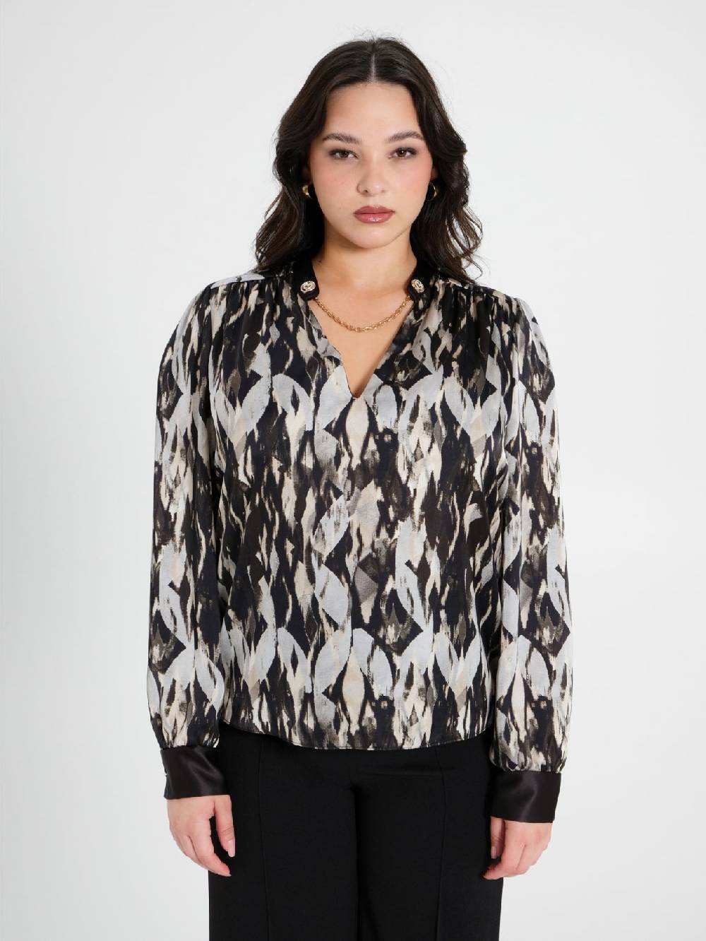 Rinascimento Blusa Curvy stampa Black & White Sconti VIP