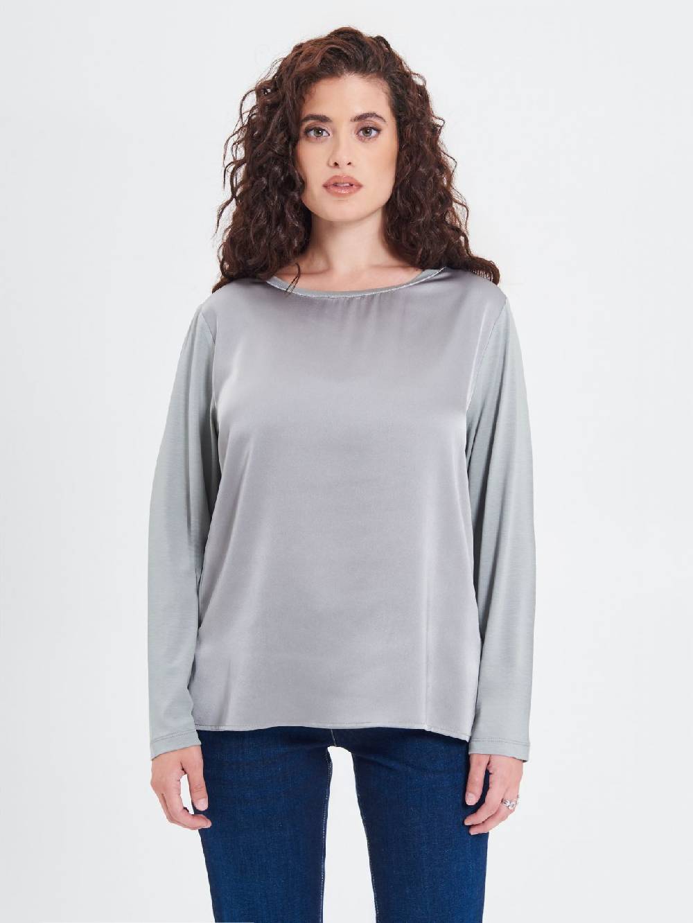 Rinascimento Blusa Curvy Envers Satin Grigia Rilascio limitato