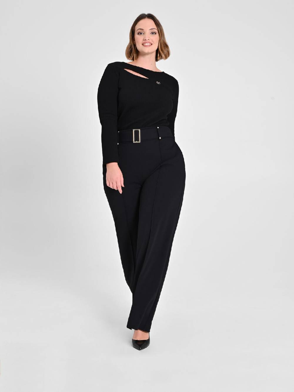 Rinascimento Pantaloni Curvy Neri Fino al 65% di sconto