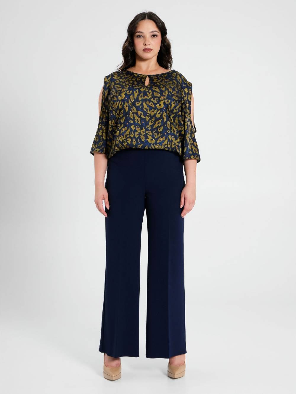 Rinascimento Pantaloni Curvy Palazzo Blu Enormi sconti