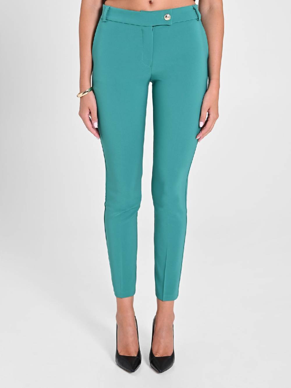 Rinascimento Pantaloni Straight in Tessuto Tecnico Verde Giada Officina