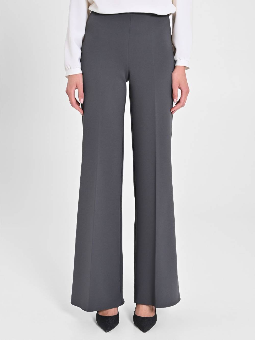 Rinascimento Pantaloni Palazzo in Scuba mano Crepe Grigio Pezzi Unici