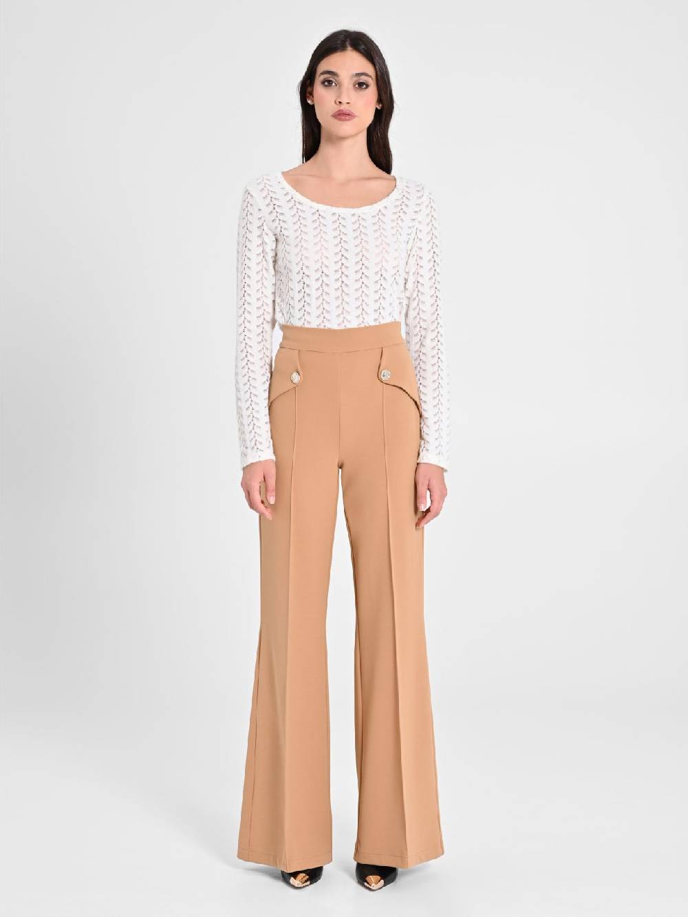 Rinascimento Pantaloni Palazzo con Bottoni Dorati Negozi Online