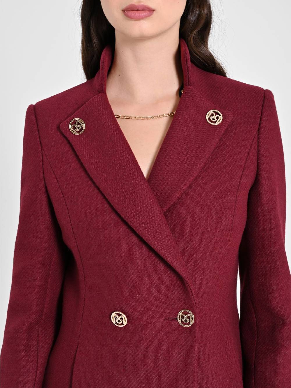 Rinascimento Cappotto Bordeaux con Collo in Piedi Shopping Online
