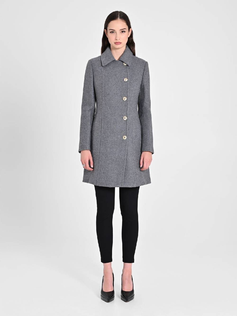 Rinascimento Cappotto Grigio con Bottoni Dorati Sottocosto