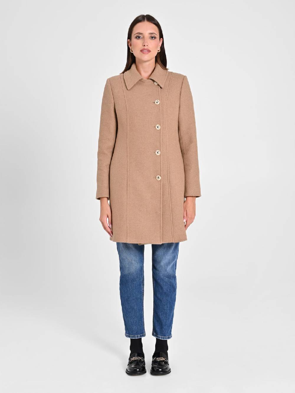 Rinascimento Cappotto Cammello con Bottoni Dorati Convenienza