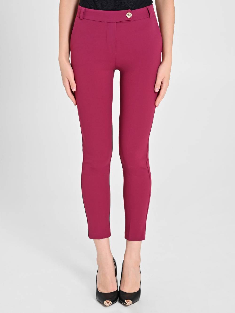 Rinascimento Pantaloni Straight in Scuba mano Crepe Bordeaux Vendite Flash