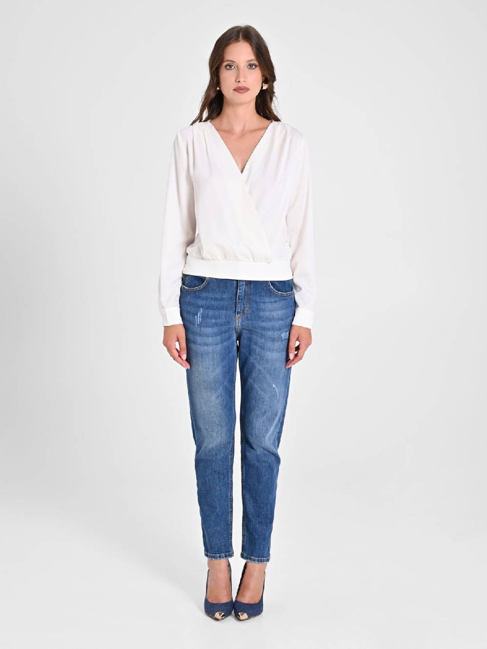 Rinascimento Blusa incrociata in Raso Spedizione gratuita