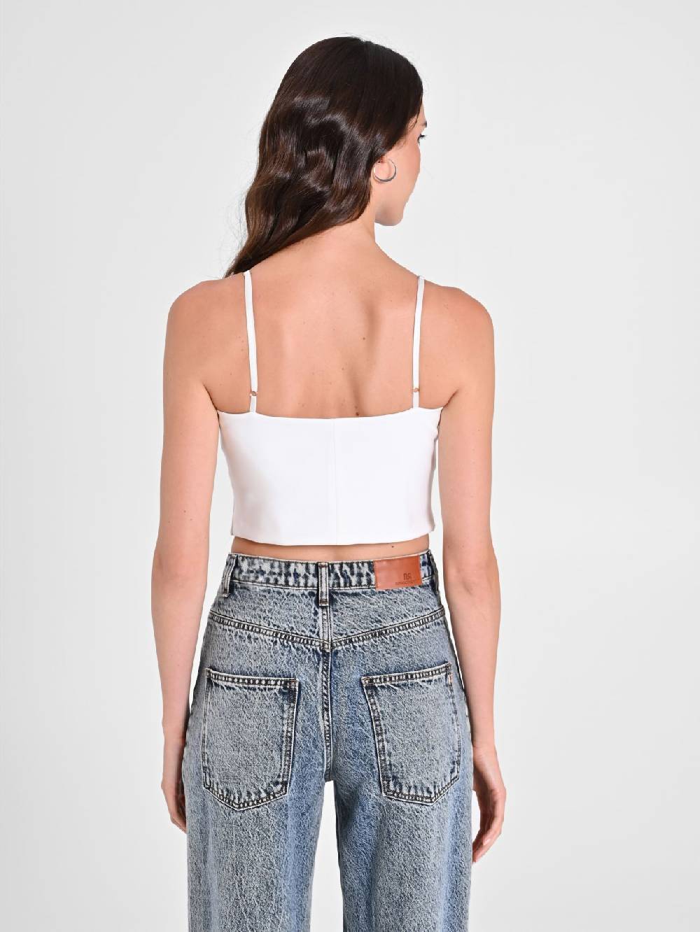 Rinascimento Crop Top Bianco con Scollo a Cuore Shopping online