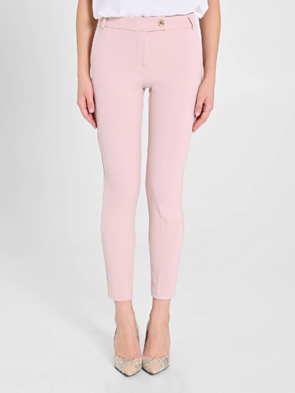 Rinascimento Pantaloni Straight in Scuba mano Crepe Rosa Vendita