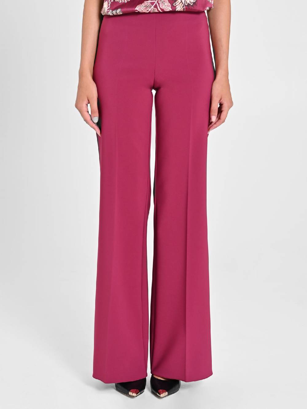 Rinascimento Pantaloni Palazzo in Tessuto Tecnico Bordeaux Donna Acquista Ora