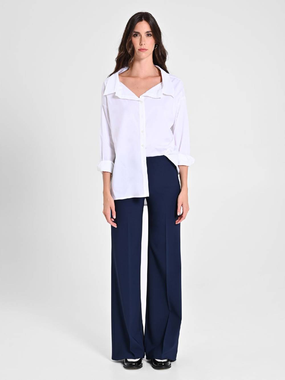 Rinascimento Pantaloni Palazzo in Tessuto Tecnico Blu Consegna Veloce