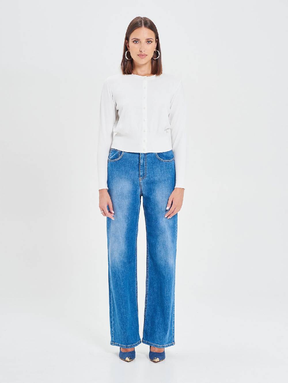 Rinascimento Cardigan Bianco in Maglia Eco Vero® Sconto