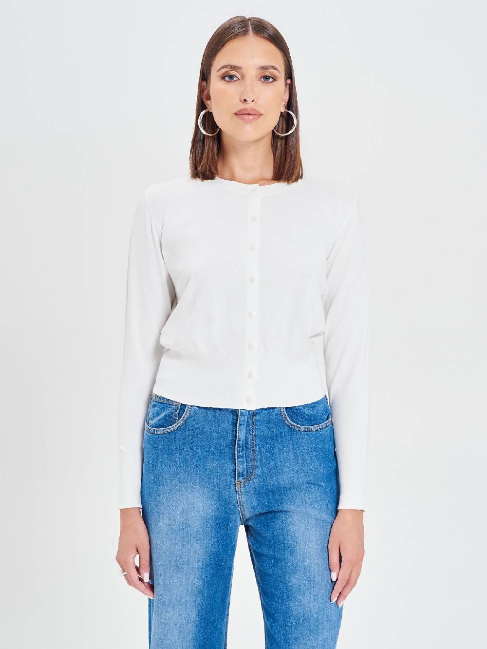 Rinascimento Cardigan Bianco in Maglia Eco Vero® Sconto