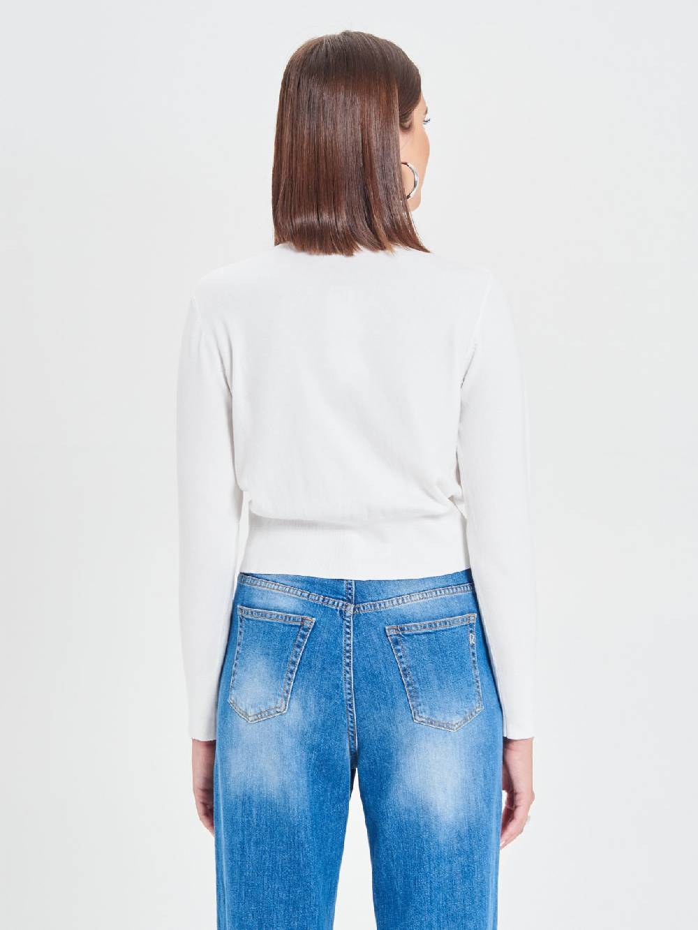 Rinascimento Cardigan Bianco in Maglia Eco Vero® Sconto