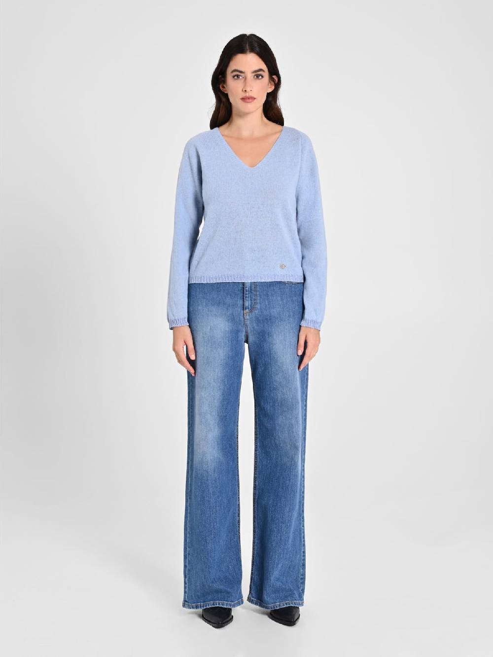Rinascimento Maglione Lana Cashmere Azzurro In Vendita