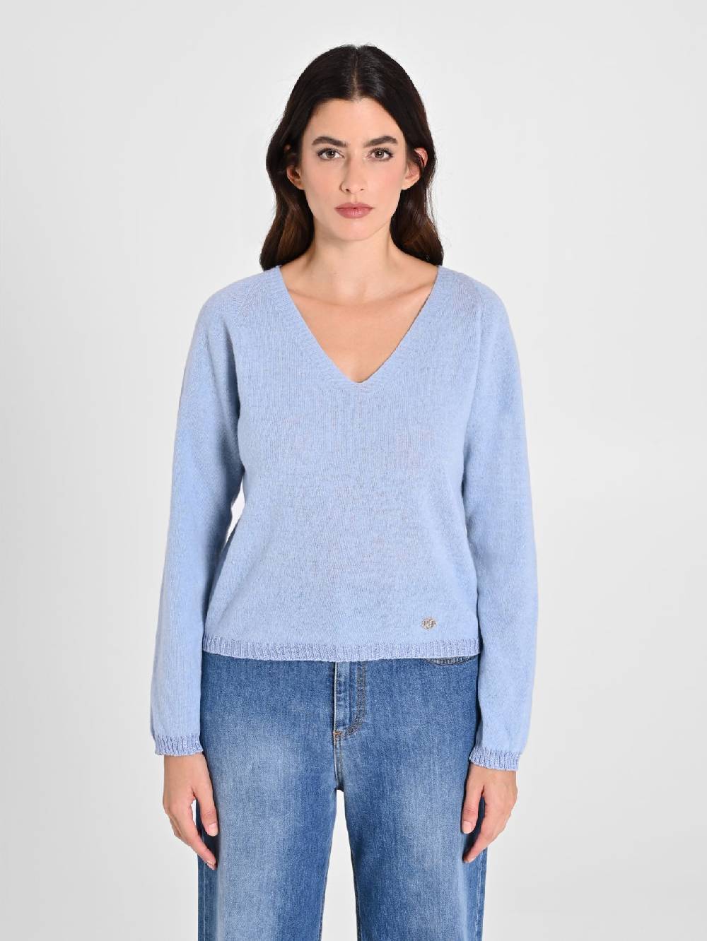Rinascimento Maglione Lana Cashmere Azzurro In Vendita