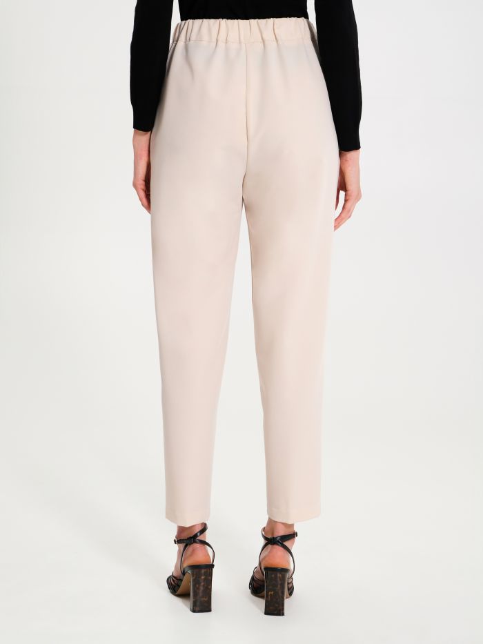 Rinascimento Pantaloni Carota con Punto Smock Beige Offerta per la Festa della Mamma