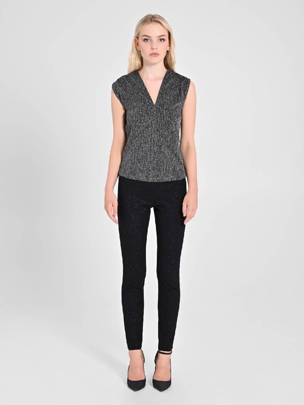 Rinascimento Top Nero & Argento Lurex Bestseller
