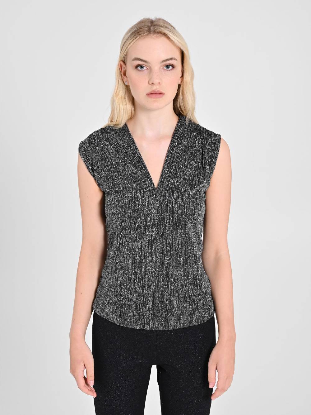 Rinascimento Top Nero & Argento Lurex Bestseller