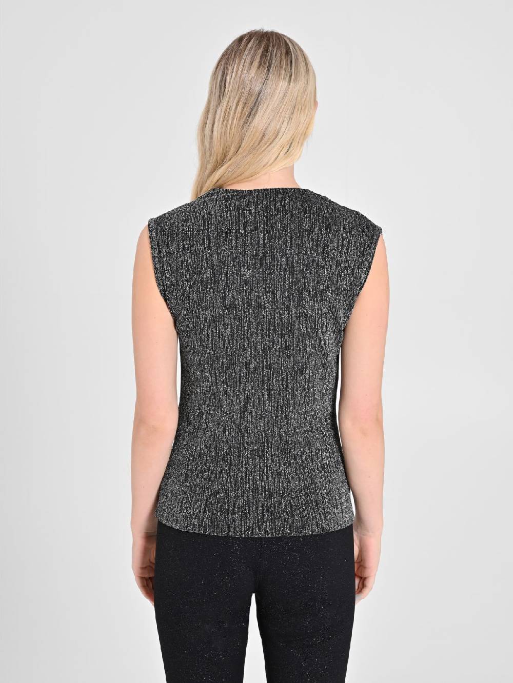 Rinascimento Top Nero & Argento Lurex Bestseller