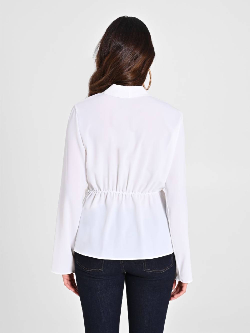 Rinascimento Blusa Bianca con Drappeggio Sconti VIP