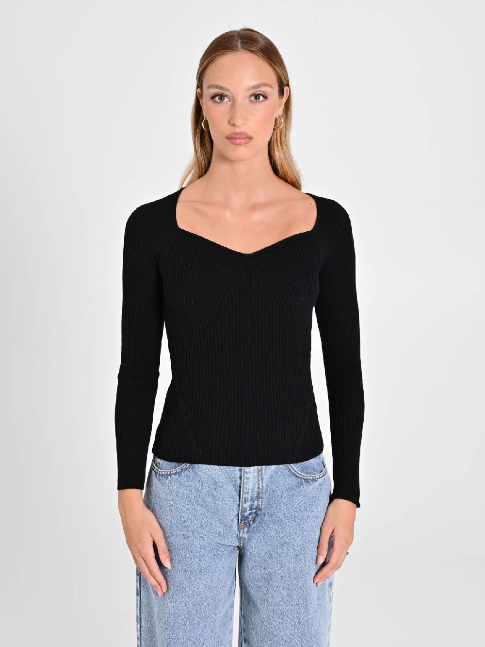 Rinascimento Maglia Nera con Scollo a Cuore Rilascio limitato