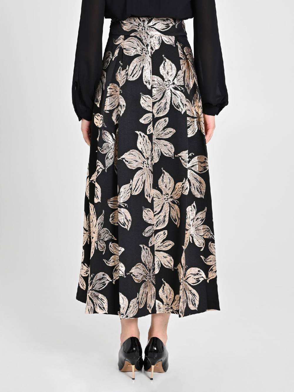 Rinascimento Gonna Fiori Dorati Jacquard Sostegno trimestrale