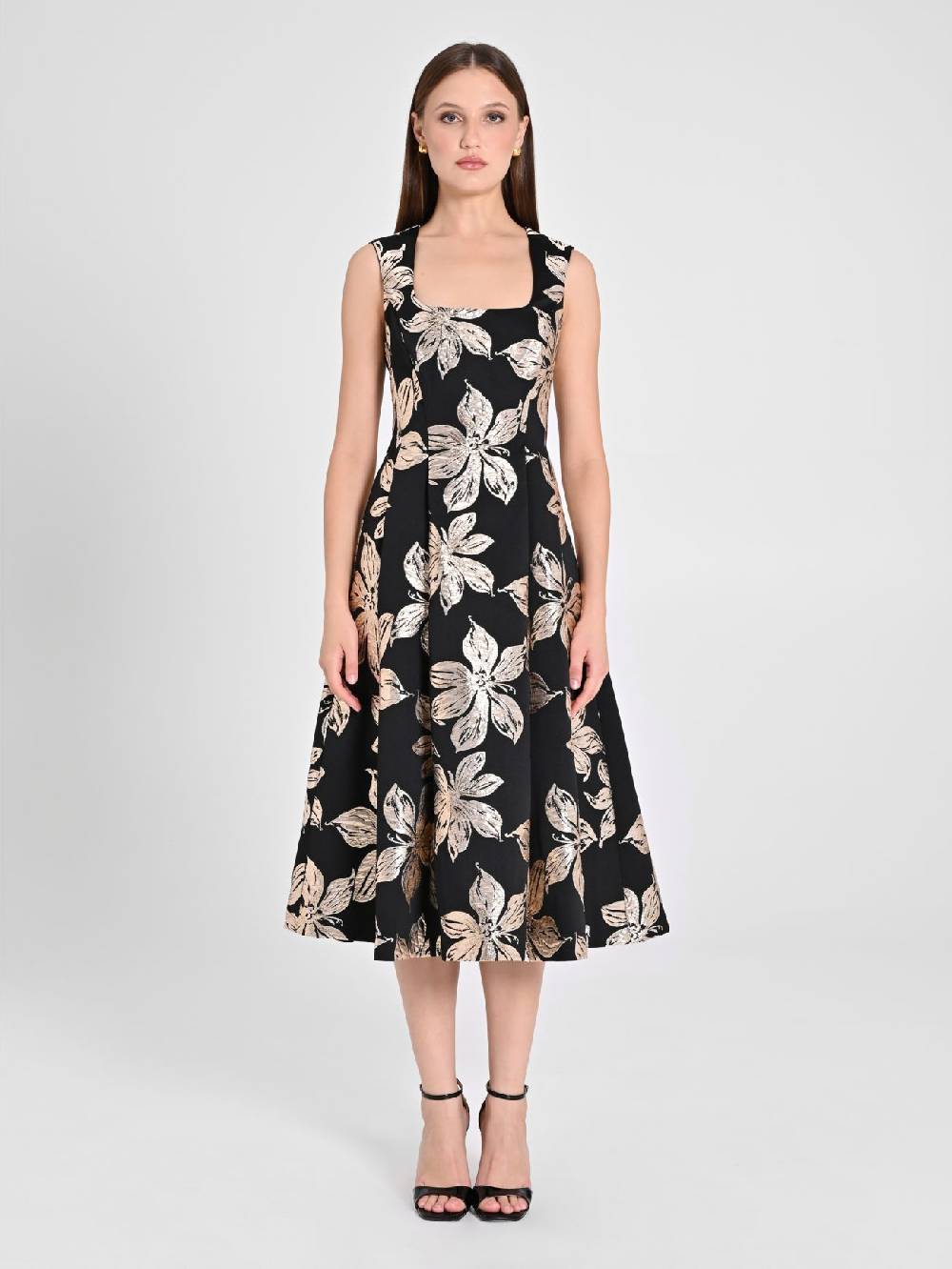Rinascimento Abito Fiori Dorati Jacquard Discount Store per i nuovi prodotti