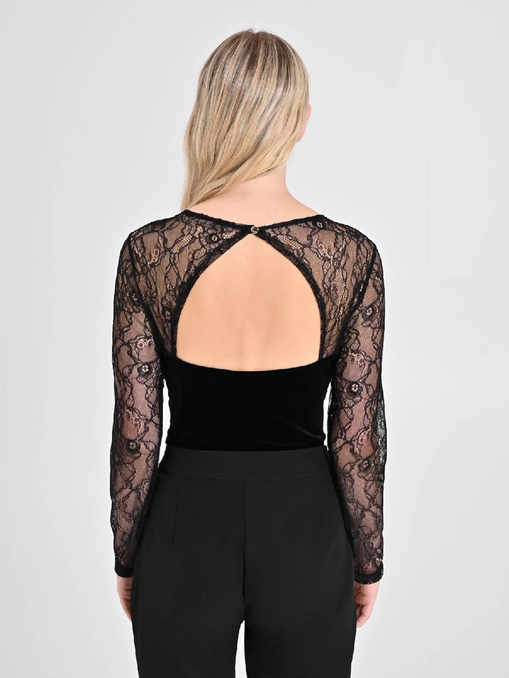 Rinascimento Body in Pizzo e Velluto Nero Qualità