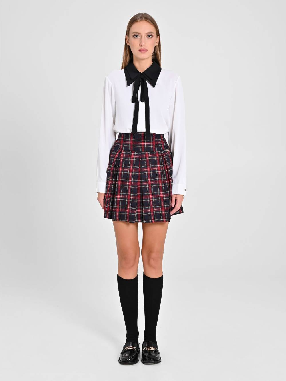 Rinascimento Blusa Bicolor con Cravattino Soddisfazione Garantita