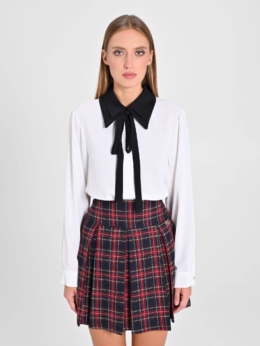 Rinascimento Blusa Bicolor con Cravattino Soddisfazione Garantita