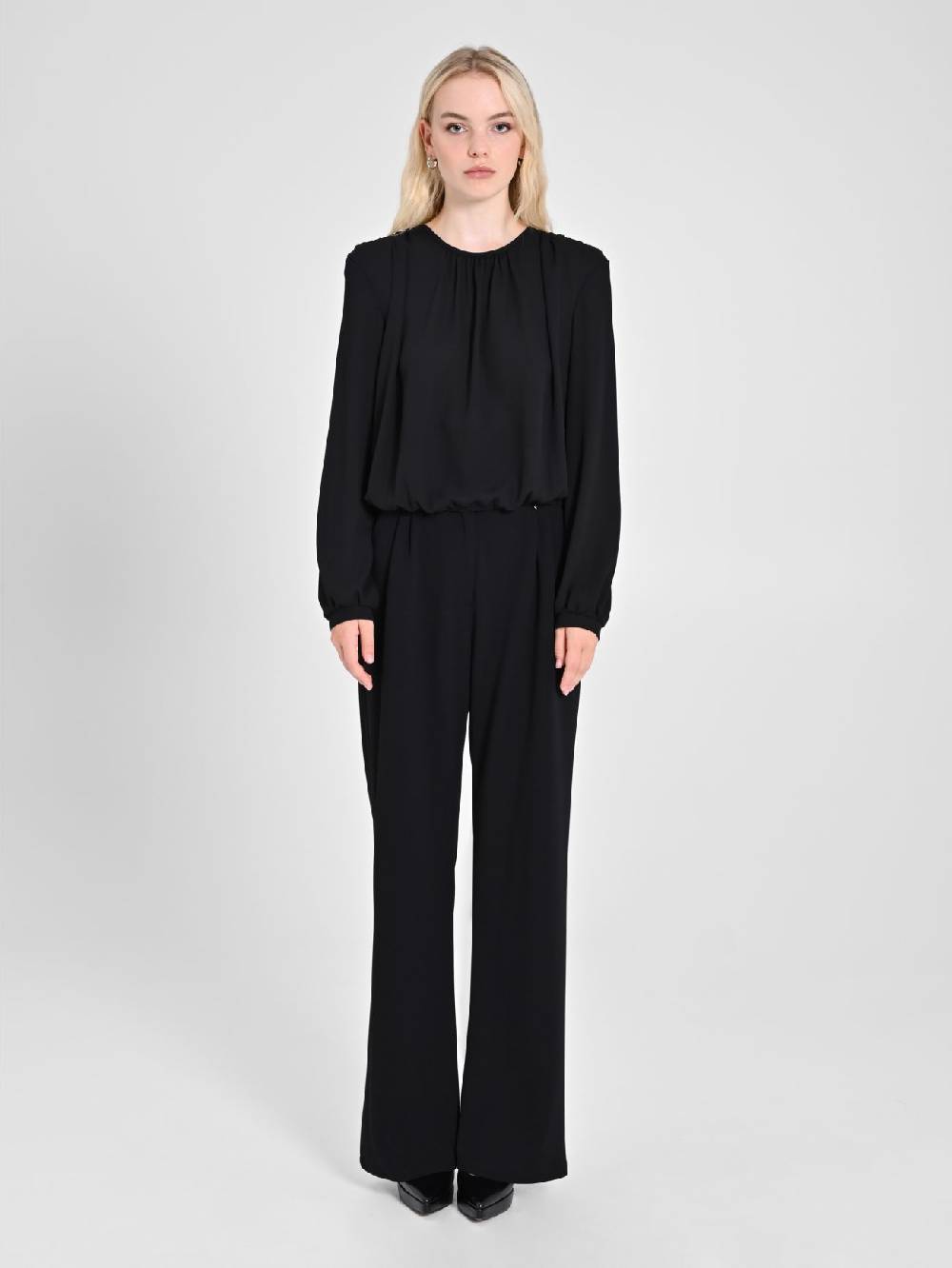 Rinascimento Blusa in Georgette Nera Consegna Veloce