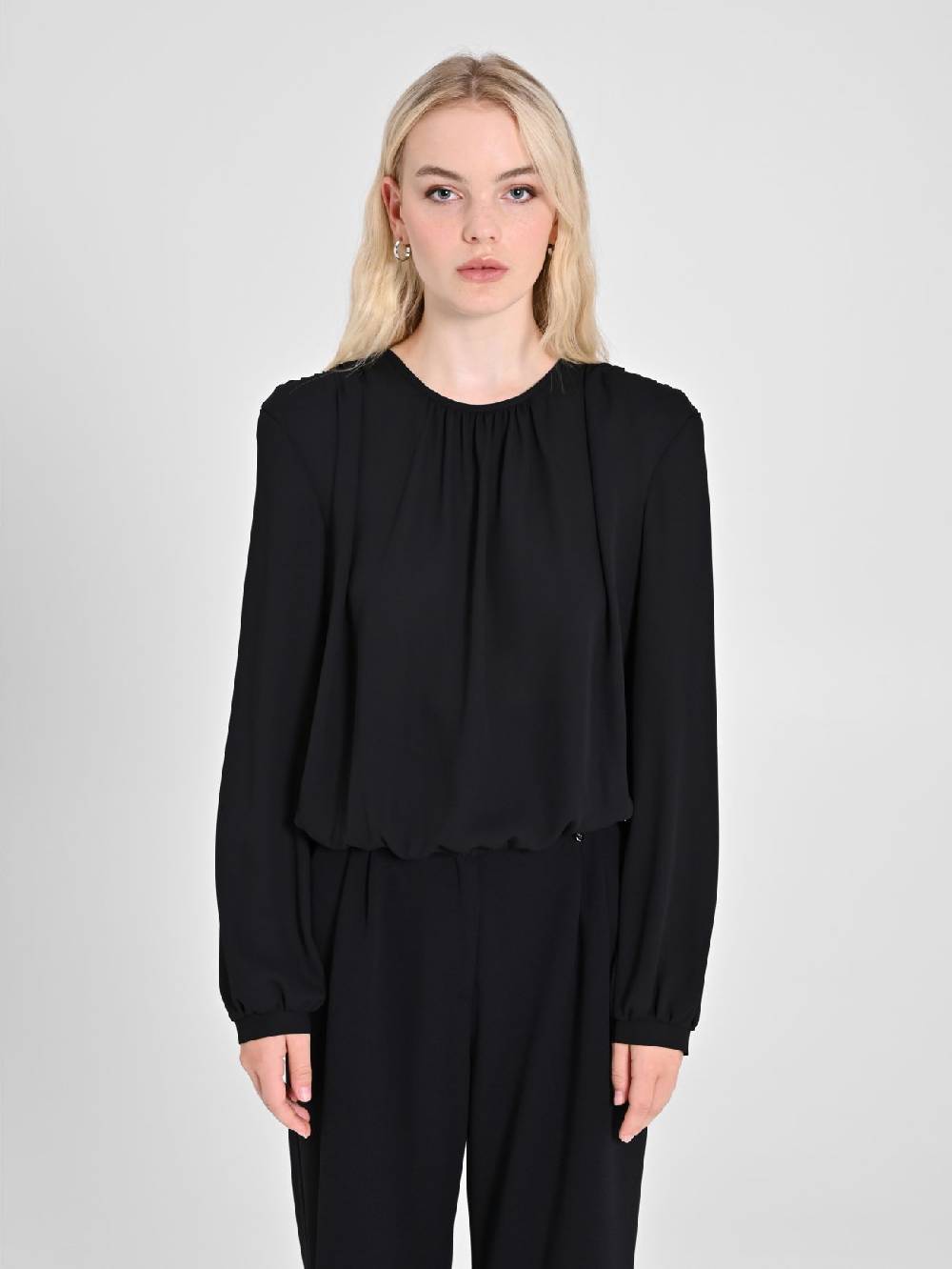 Rinascimento Blusa in Georgette Nera Consegna Veloce
