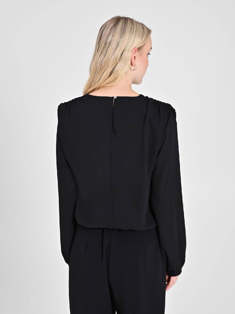 Rinascimento Blusa in Georgette Nera Consegna Veloce