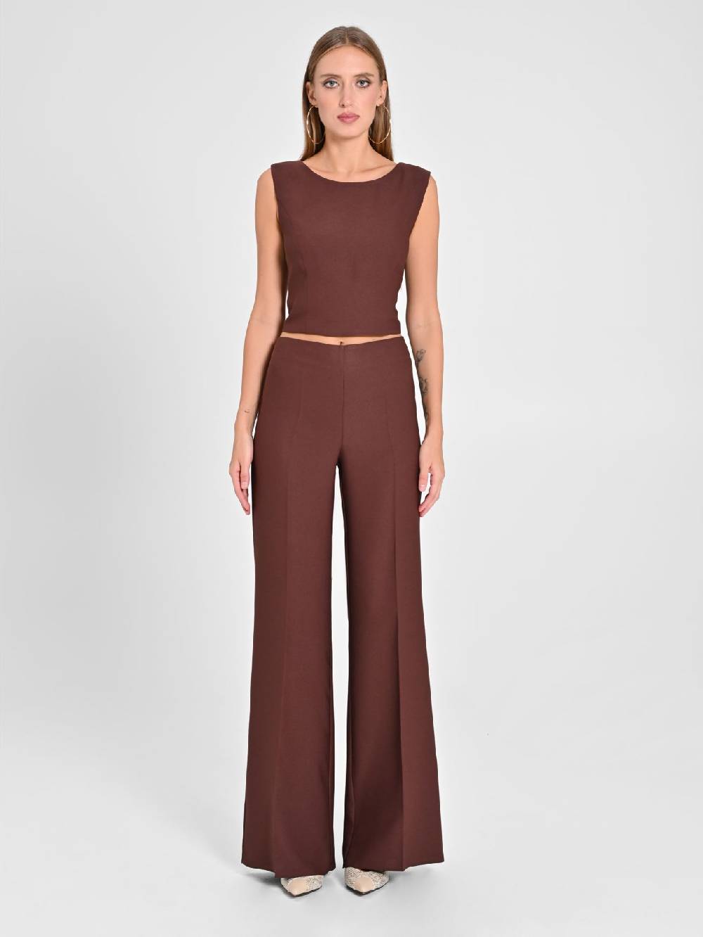 Rinascimento Pantaloni in Envers Satin Marrone Shopping Online