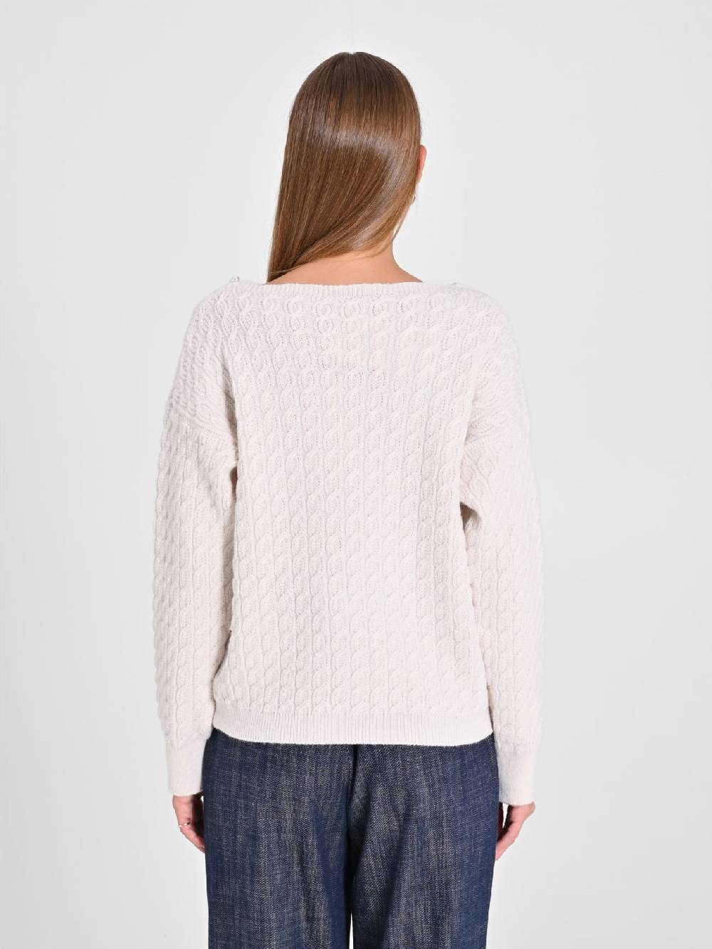 Rinascimento Maglione Bianco scollo Perle Novità