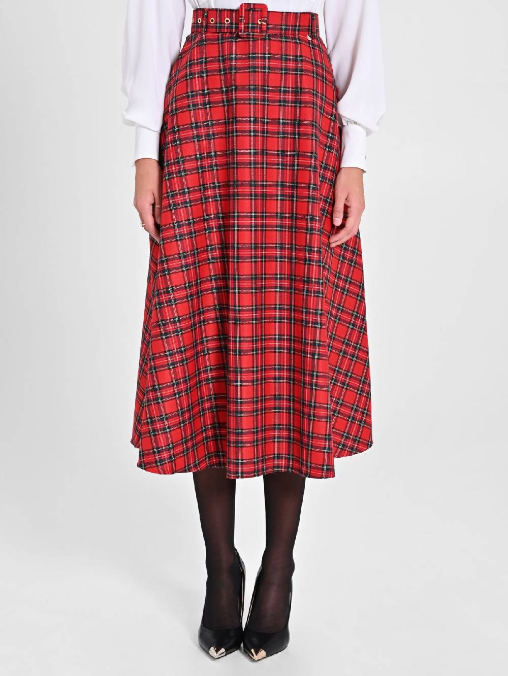 Rinascimento Gonna Midi in Tartan Presa